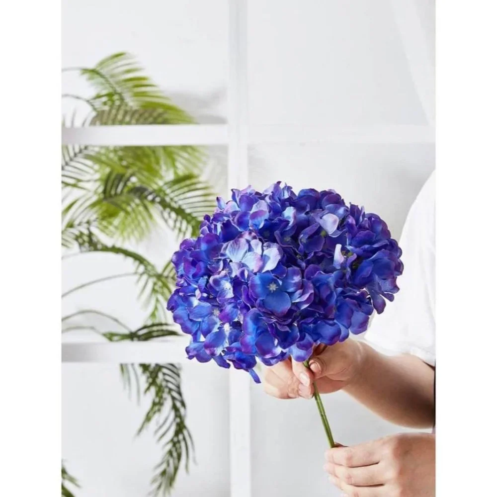 50 pack | Lavender Blue Artificial Hydrangea Flower Purple Silk Wedding Bouquet